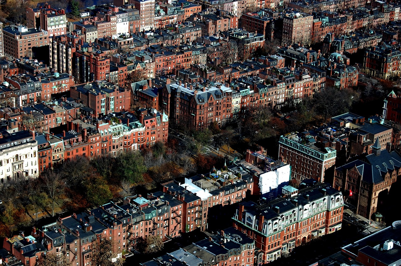 aerial view of boston buildings